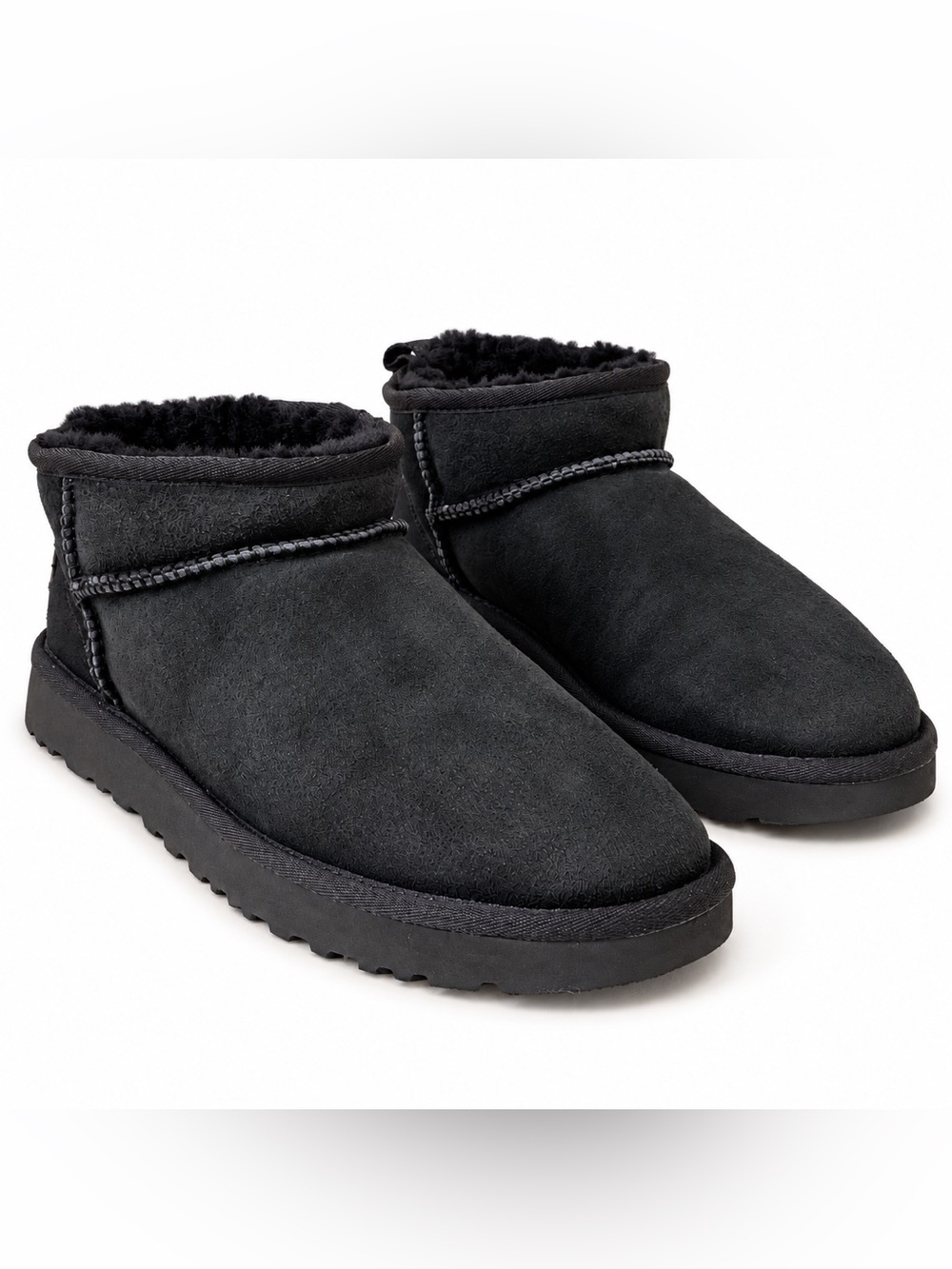 UGG Classic Ultra Mini Black Sheepskin Suede Boots Women’s 9